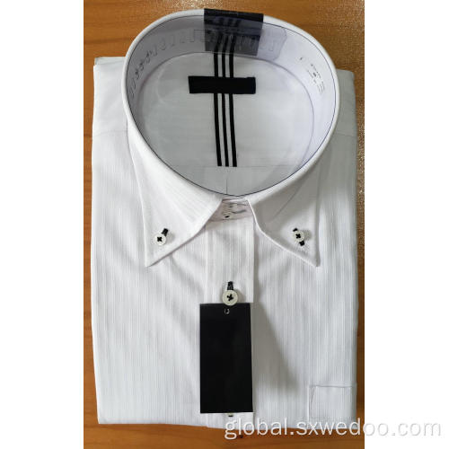 Long-sleeved Men's Shirts Button Down Collar White Jacquard Long-sleeved Men's Shirts Manufactory